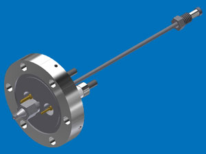 This is an image of a 505107A gas & DC feedthrough
using a 2.75-inch flange.