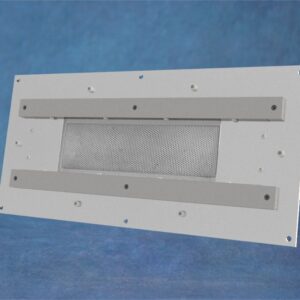 This is an image of a 6 by 22 cm molybdenum grid assembly on PPG mount hardware.