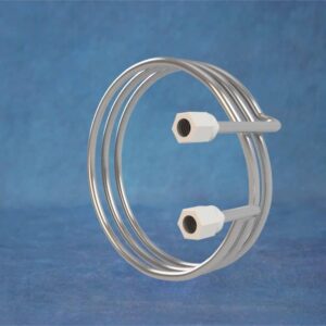 This is an image of a silver plated coil known as a 6cm RF antenna.