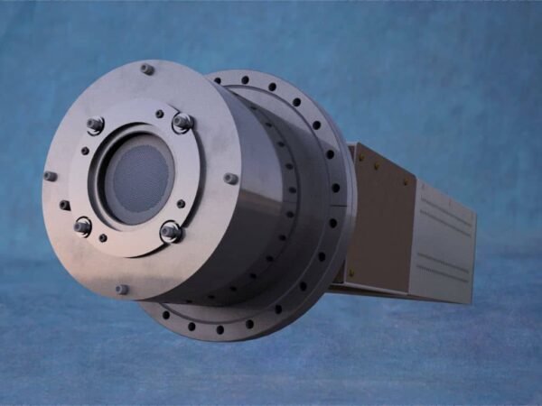 This is an image of a 6cm source directly mounted to a chamber flange.